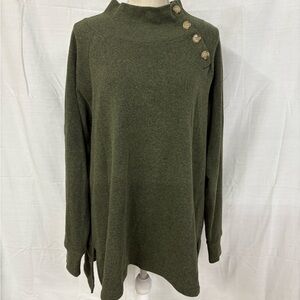 J. Crew Olive Green Button-Shoulder Turtleneck Sweater